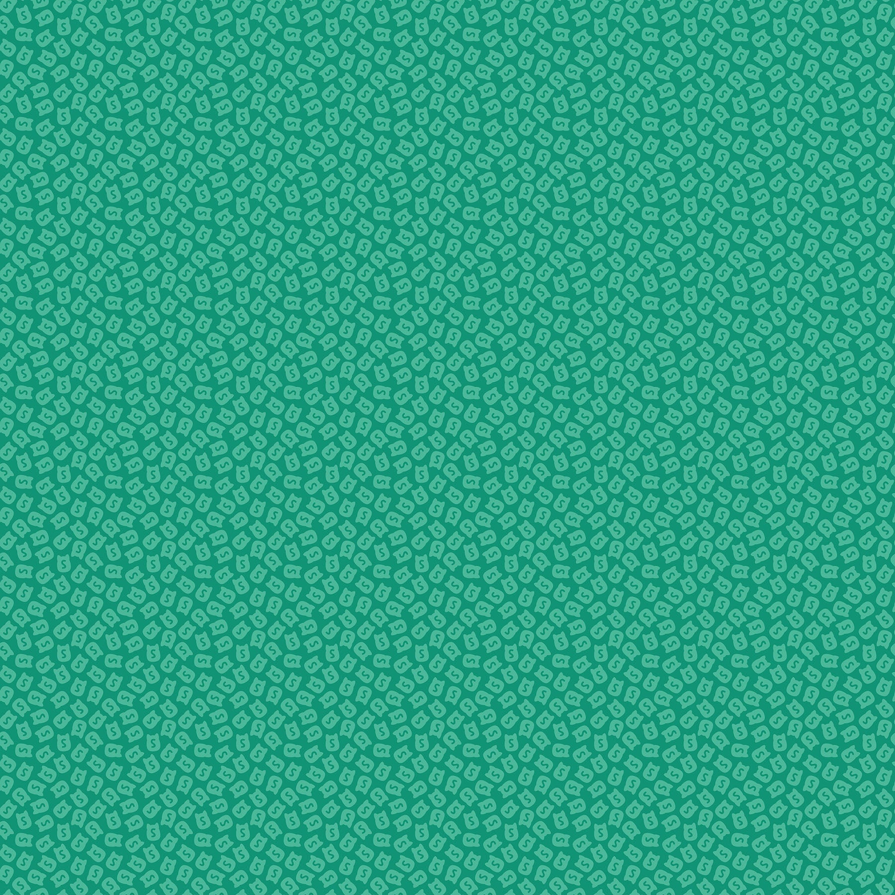 Teal green fabric background with Squishmallow outlines