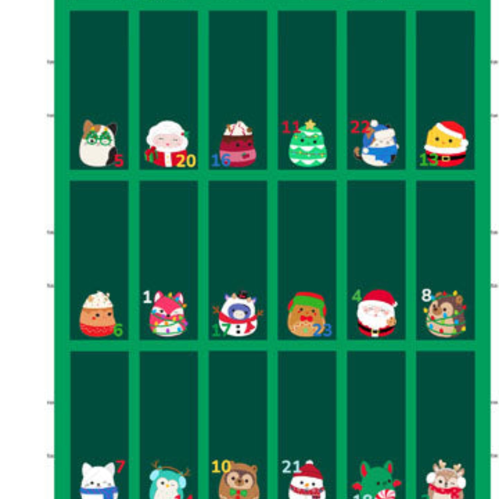Squishmallow project panel for an advent calendar