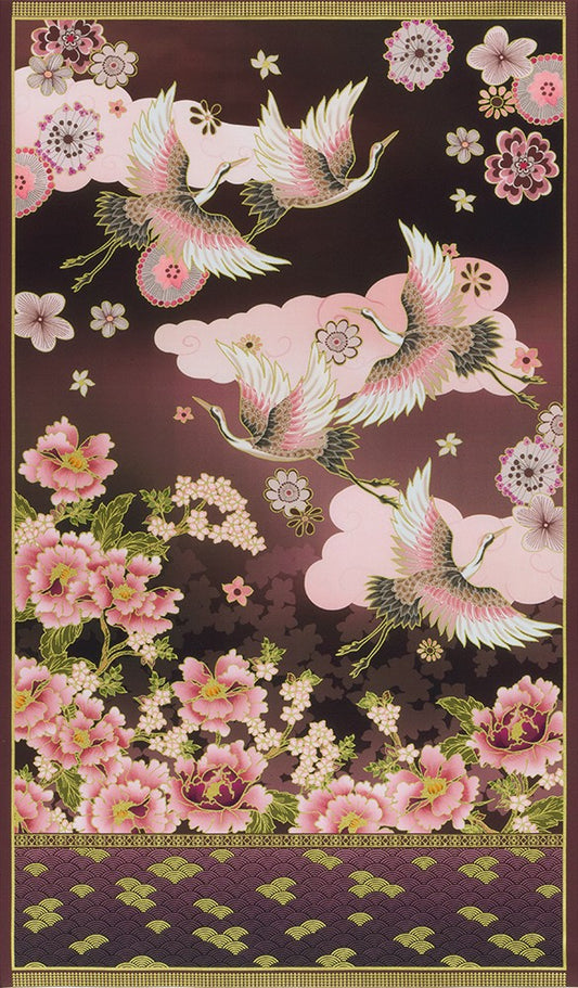 Imperial - Graceful Crane - Panel - Plum