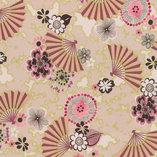 Imperial - Graceful Crane - Cherry Blossoms and Fans