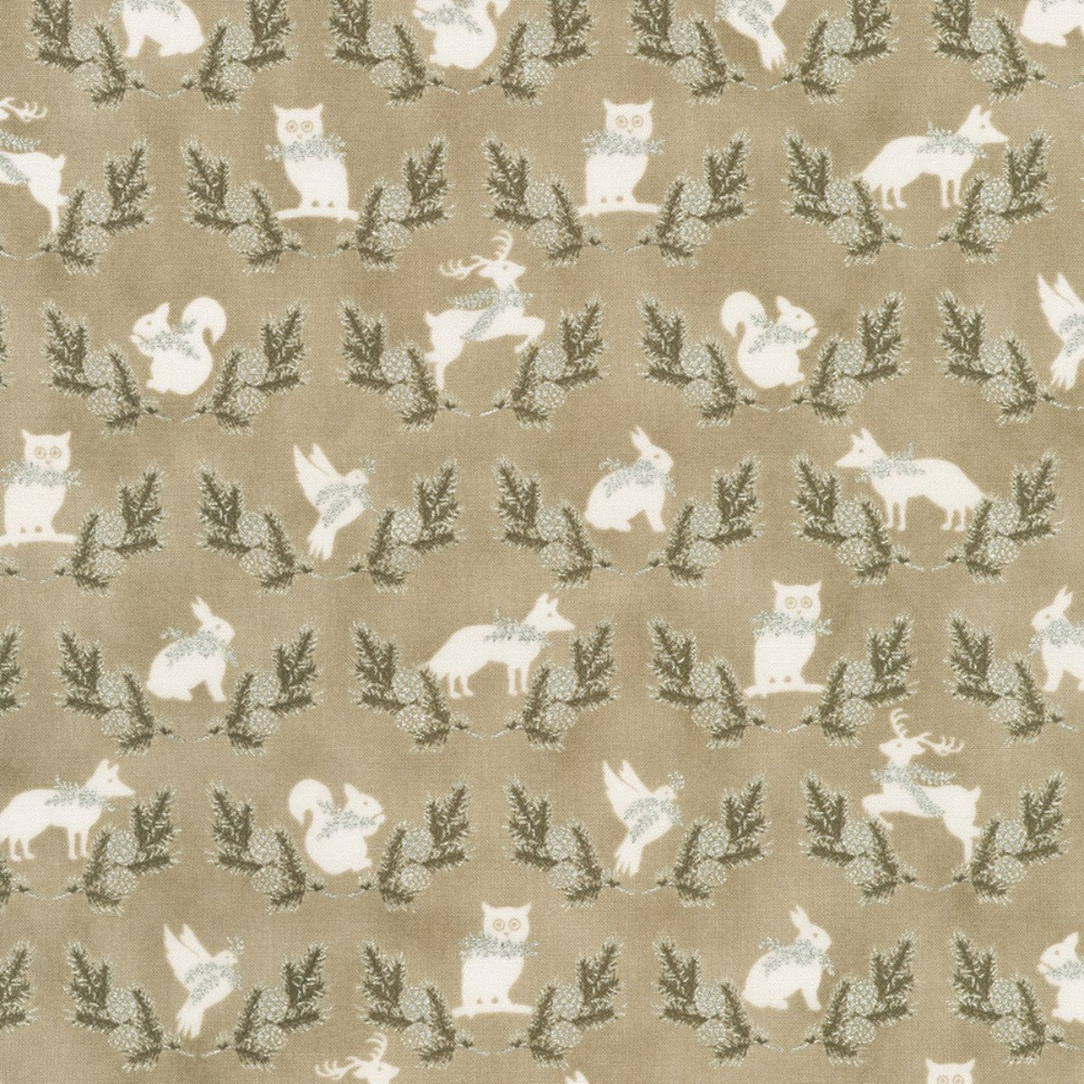 Pattern of forest animals on a beige background