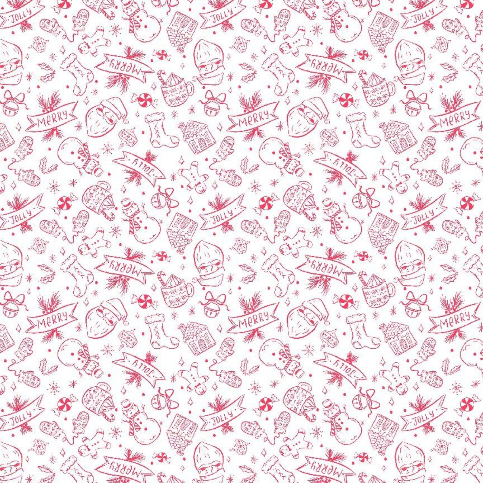 Red Christmas-themed pattern on a white background