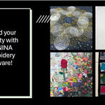 Promotional collage showing four embroidery designs with the text “Expand your creativity with BERNINA Embroidery Software.”