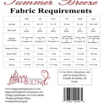 Fabric requirements chart for a quilt titled 'Summer Breeze' by Happy Quilting.