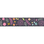 Decorative ribbon with floral pattern on a dark background