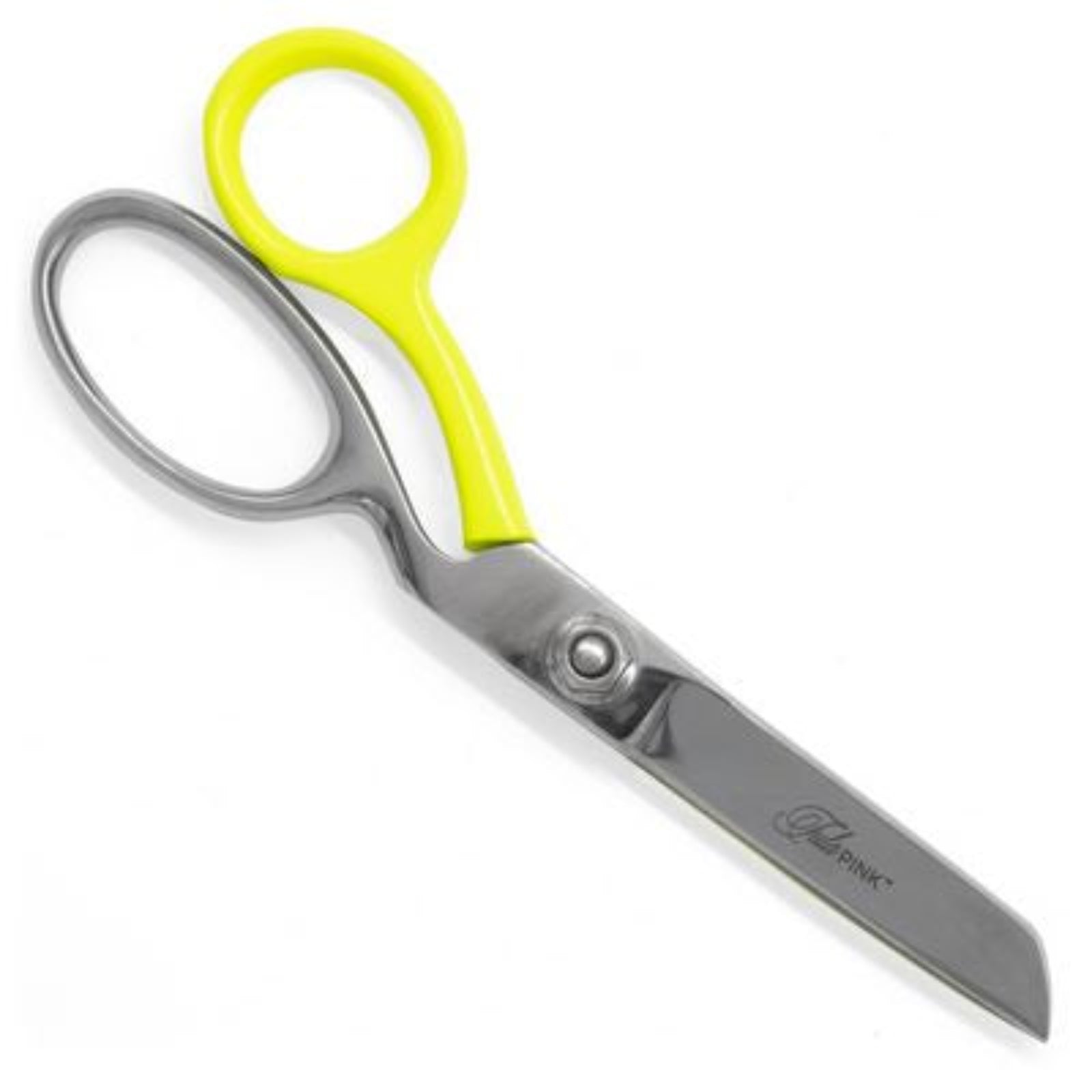 Large metal scissors with bright yellow handles, shown open on a plain white background. The blades are silver stainless steel with a visible 'Makita' logo near the pivot.