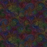 Pattern of multicolored dots on a black background
