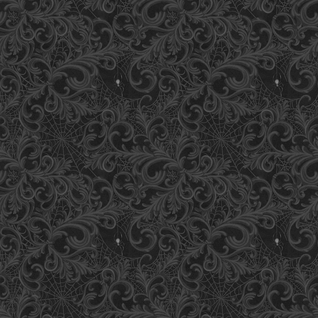 Dark gray decorative pattern on a black background