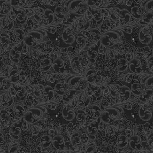 Dark gray decorative pattern on a black background
