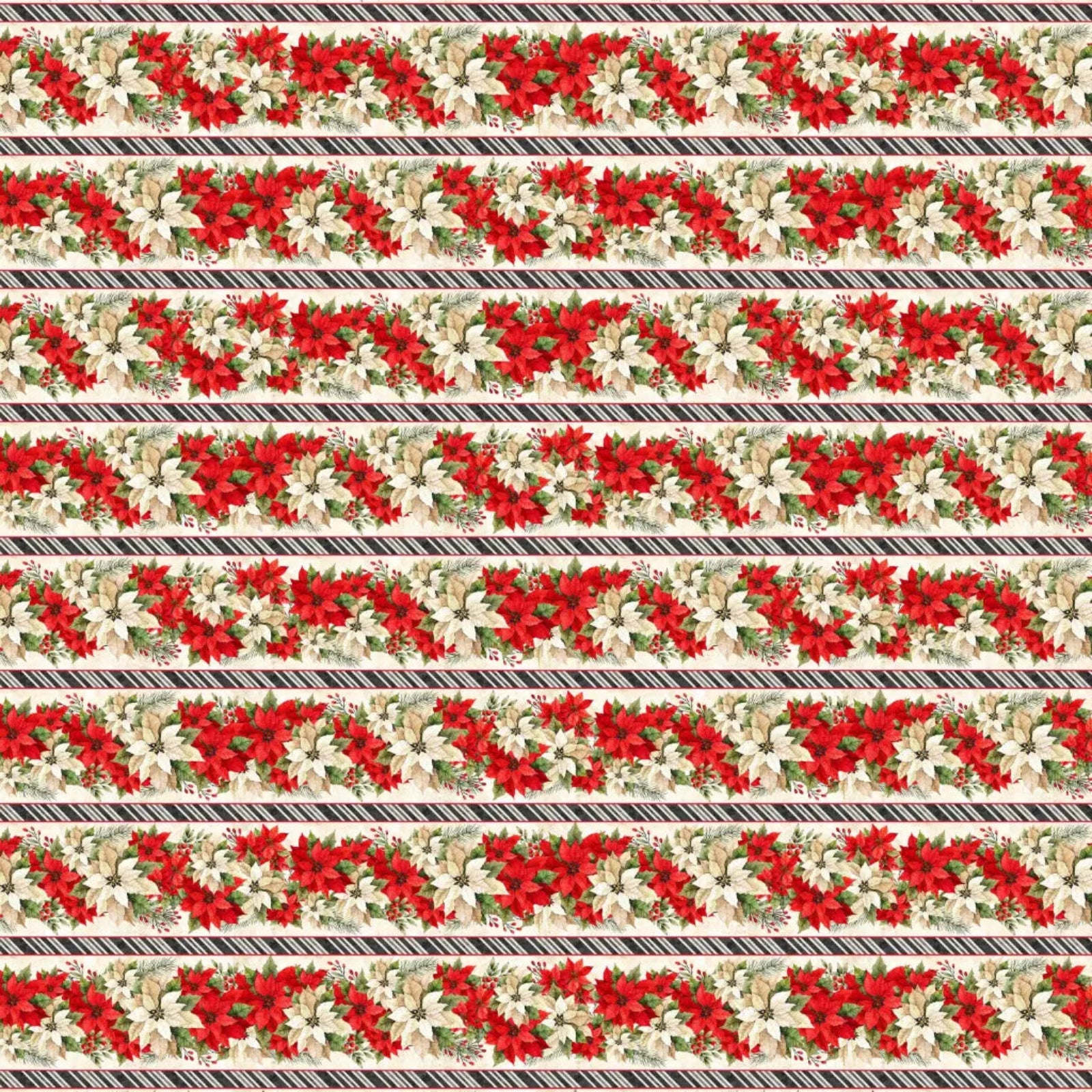 Stripes composed of rows of poinsettias