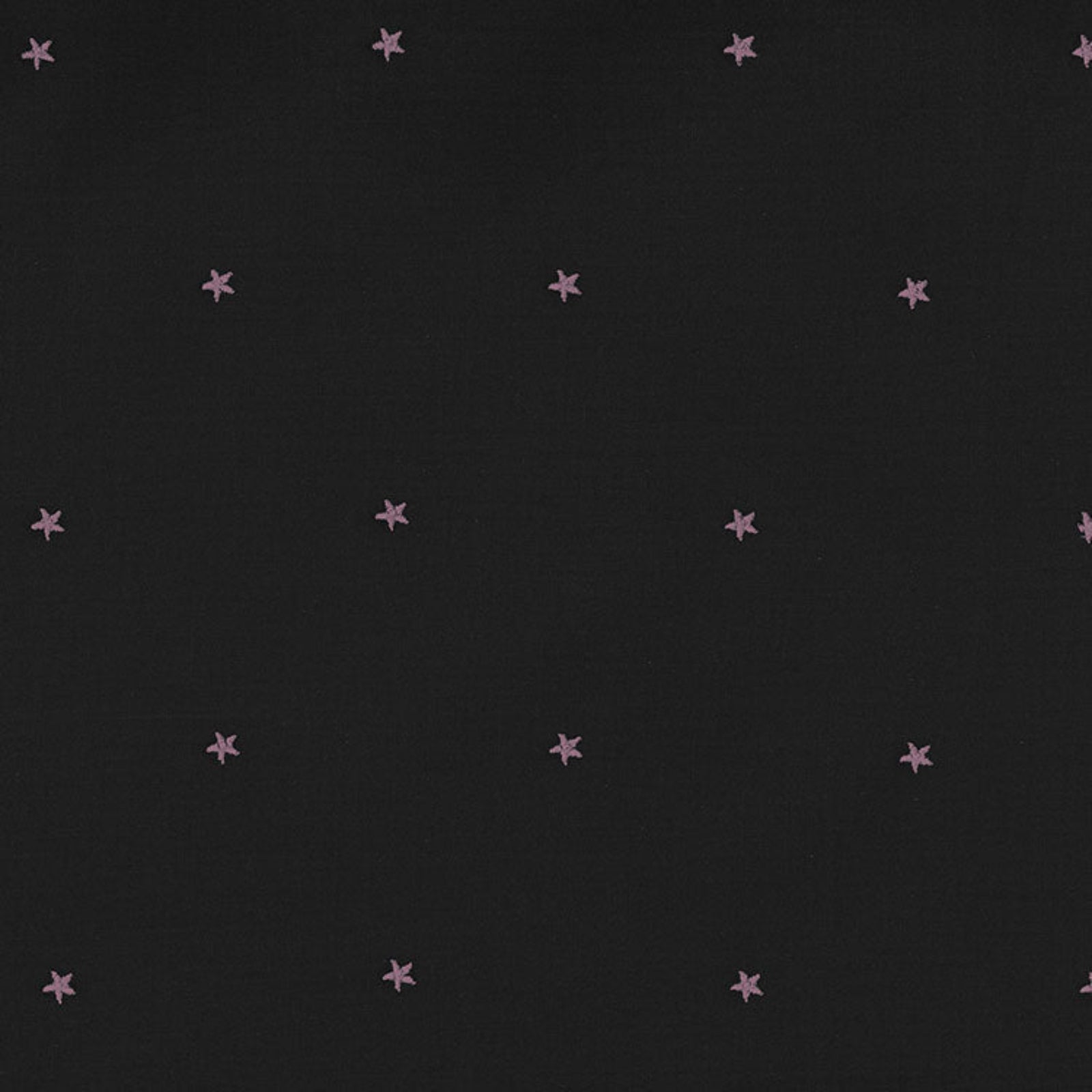 Black fabric with a repeating pattern of small dusty pink stars.