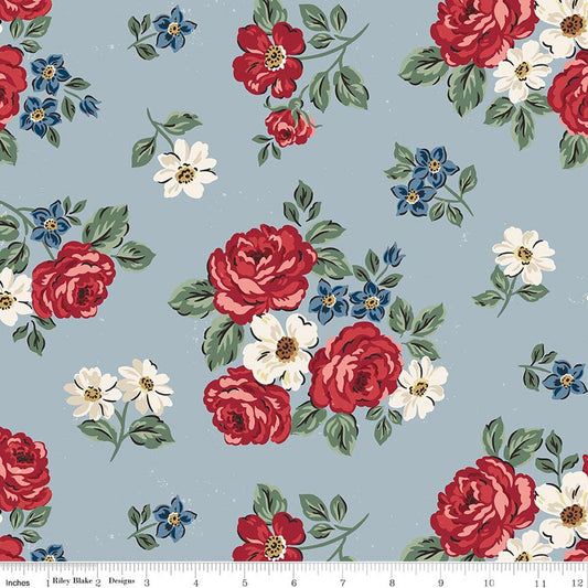 108" Independence Wideback - Floral - Blue