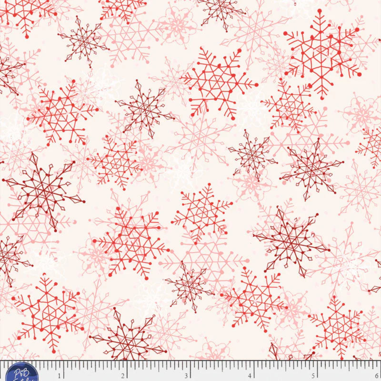 Red snowflakes on a white background