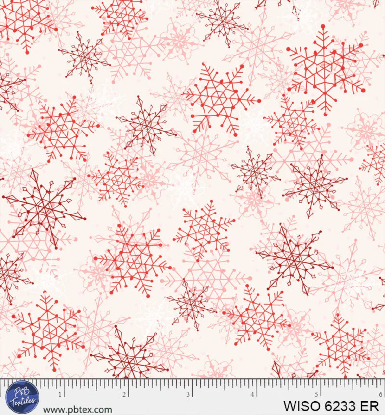 Red snowflakes on a white background