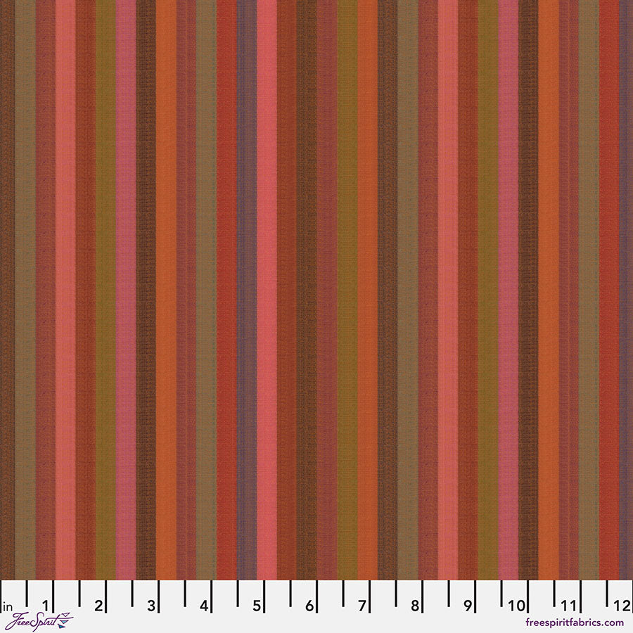 Shot Cotton - Narrow Stripe - Tomato