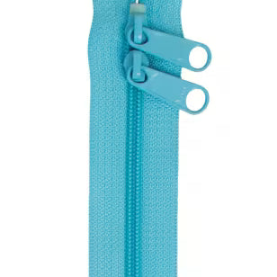Light blue zipper on a white background