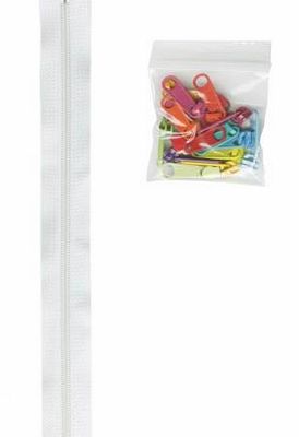 Zippers by the Yard - White with Multi Pulls - 4 yards