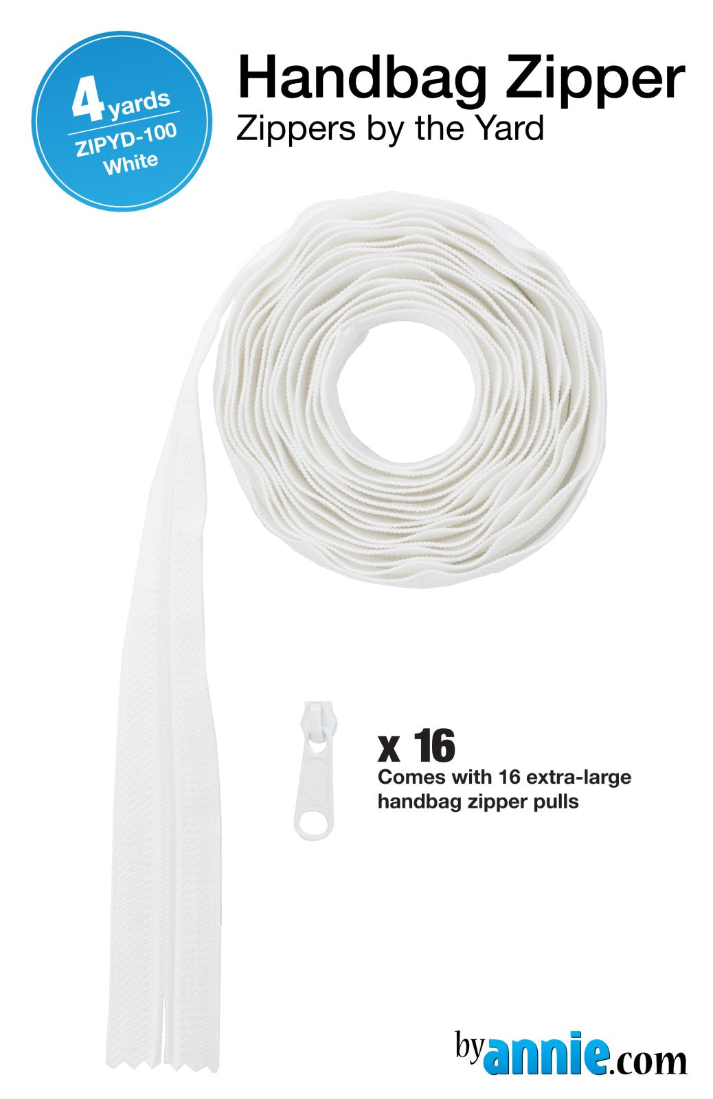 Zippers by the Yard - White - 4 yards