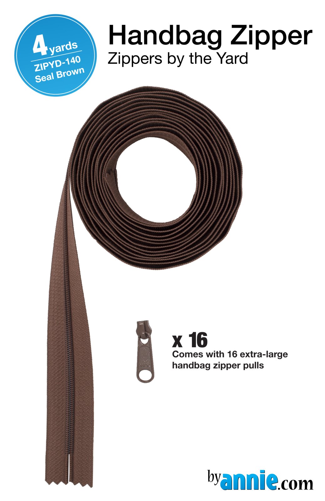 Zippers by the Yard - Seal Brown - 4 yards