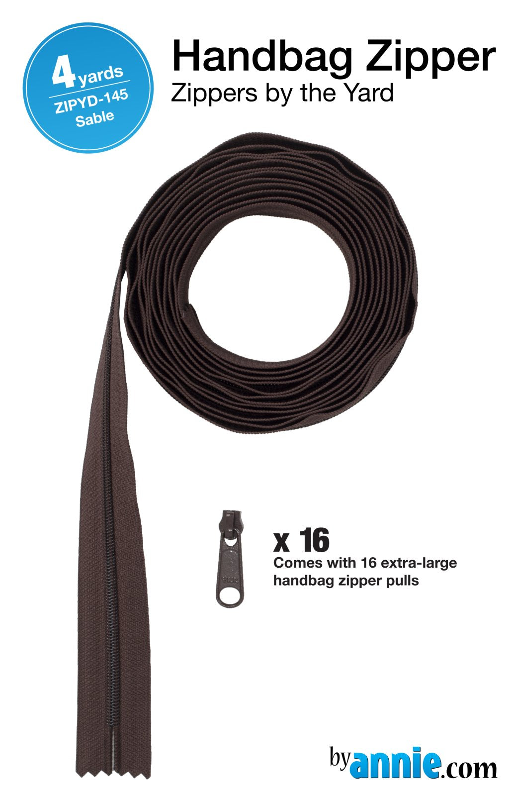 Zippers by the Yard - Sable - 4 yards