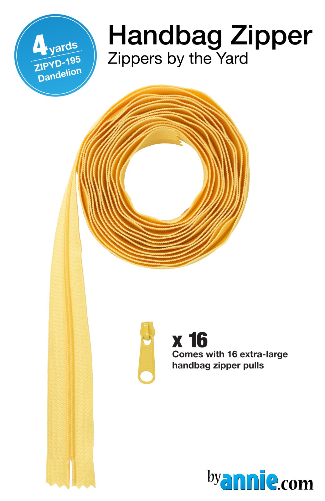 Zippers by the Yard - Dandelion - 4 yards