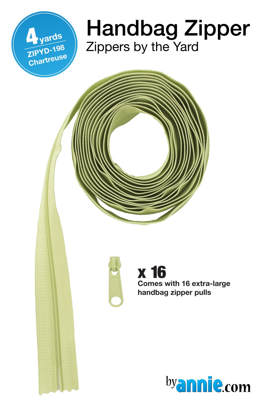 Zippers by the Yard - Chartreuse - 4 yards