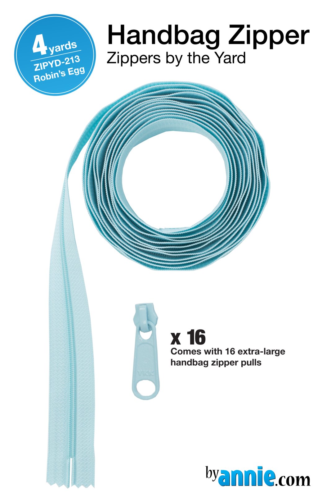 Zippers by the Yard - Robin Egg - 4 yards - Discontinued