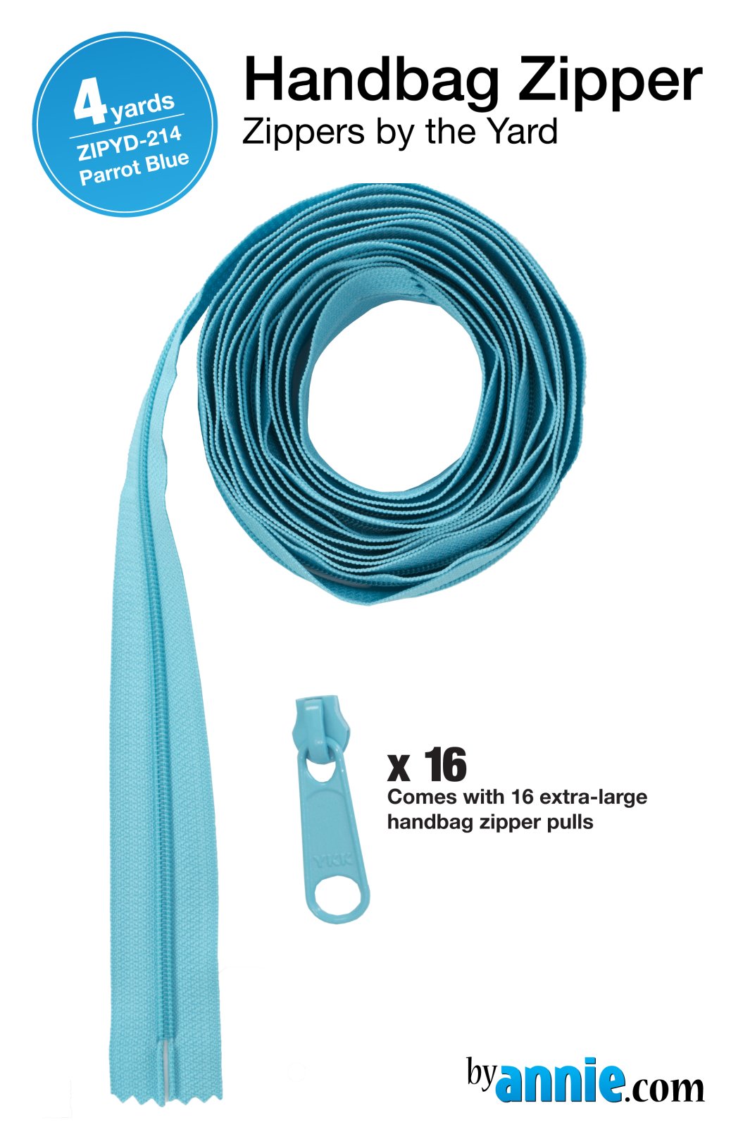 Zippers by the Yard - Parrot Blue - 4 yards