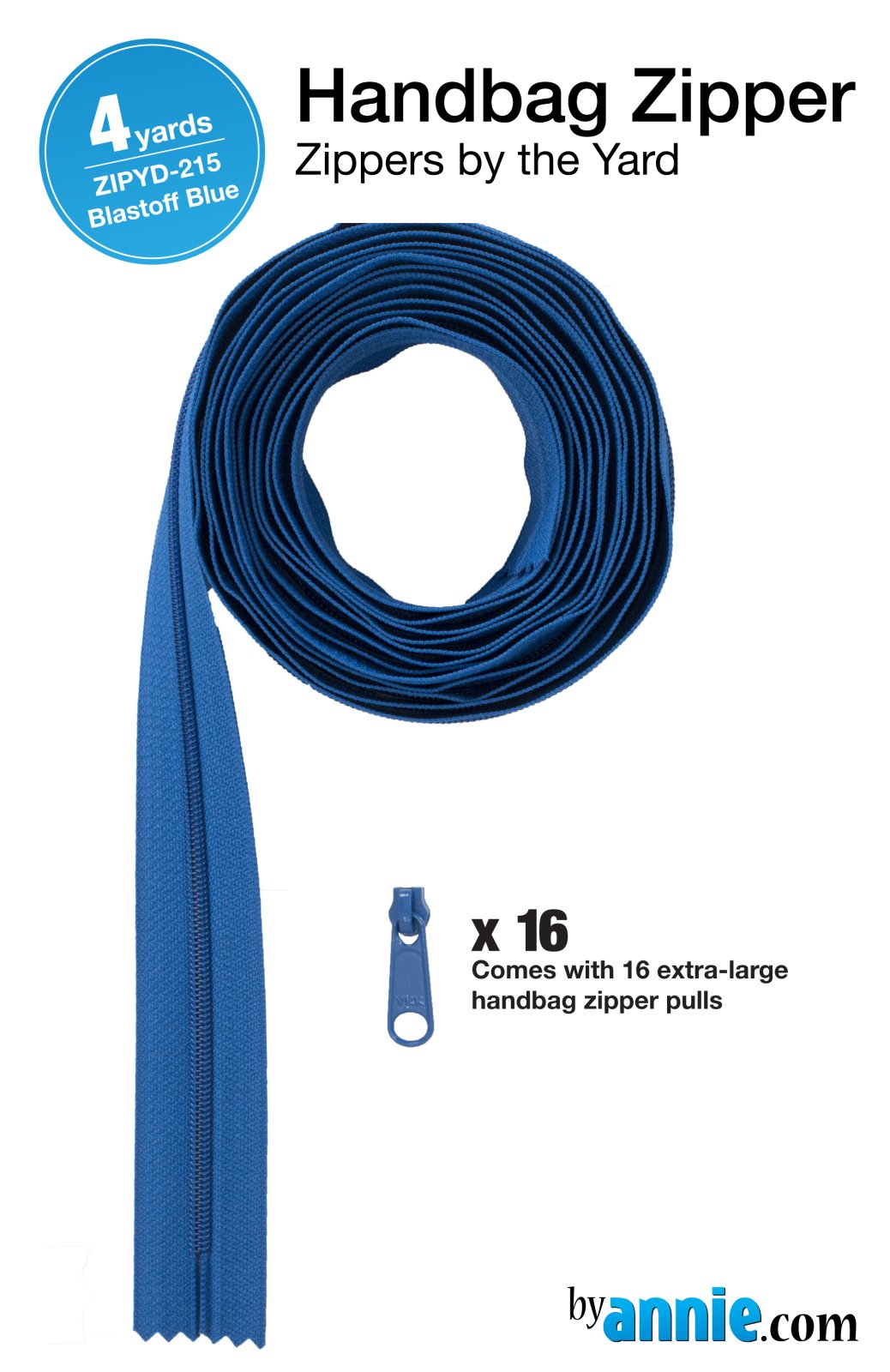 Zippers by the Yard - Blastoff Blue - 4 yards