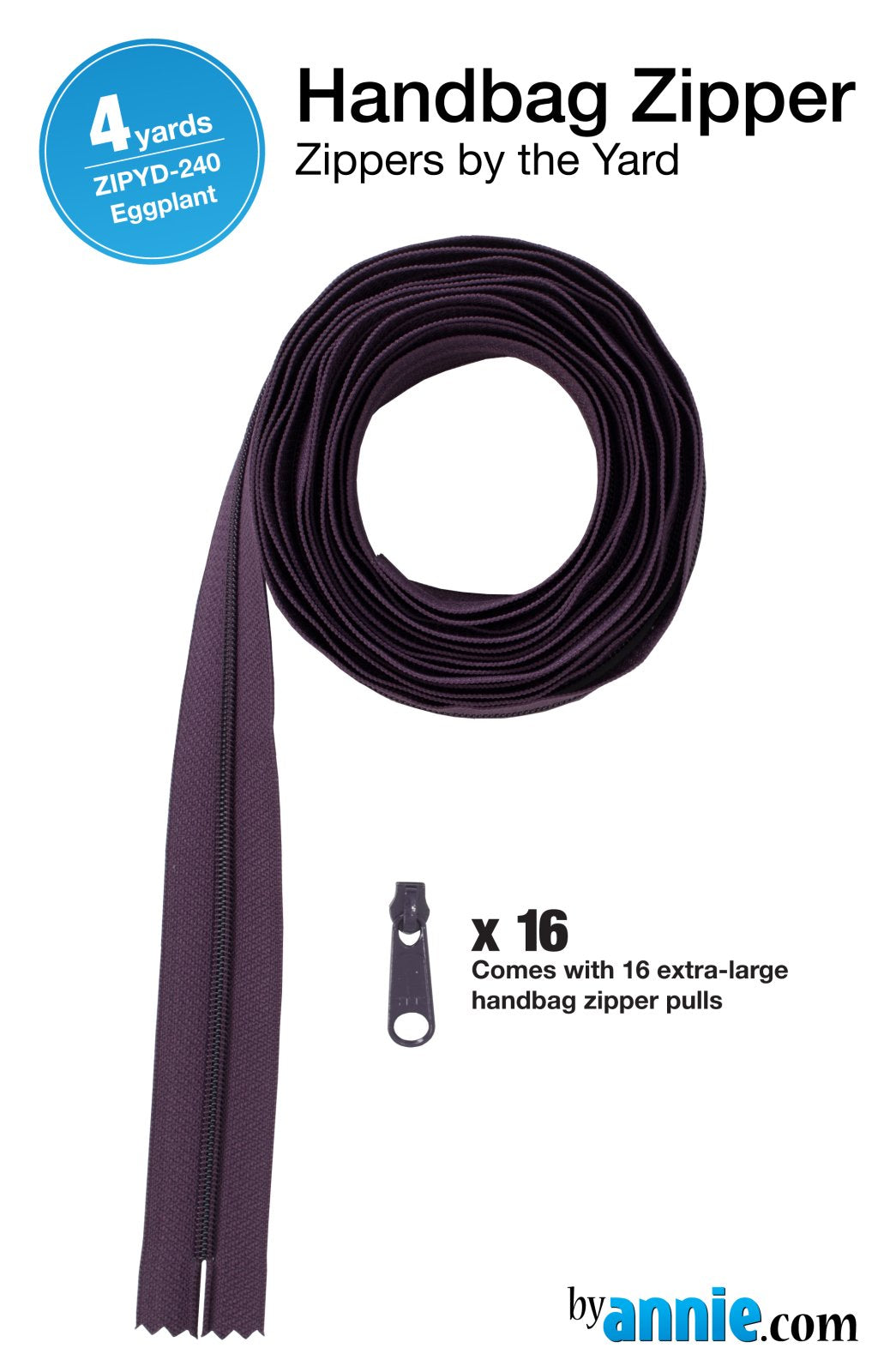 Zippers by the Yard - Eggplant - 4 yards