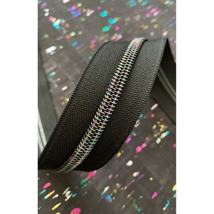 Zipper Tape with Iridescent Teeth - Black