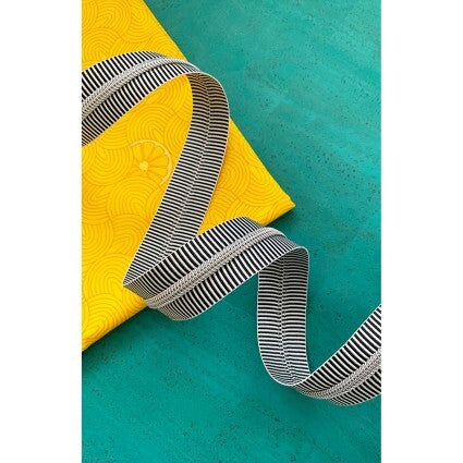 Zipper Tape with Nickel Teeth - Black Stripe