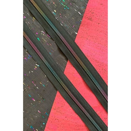 Zipper Tape with Rainbow Teeth - Black