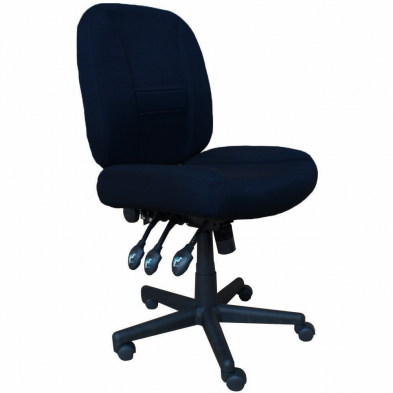 Navy blue office chair on a white background