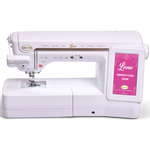 Baby LockLine Embroidery and Quilting Machine in white with a pink and white front panel, shown on a white background.