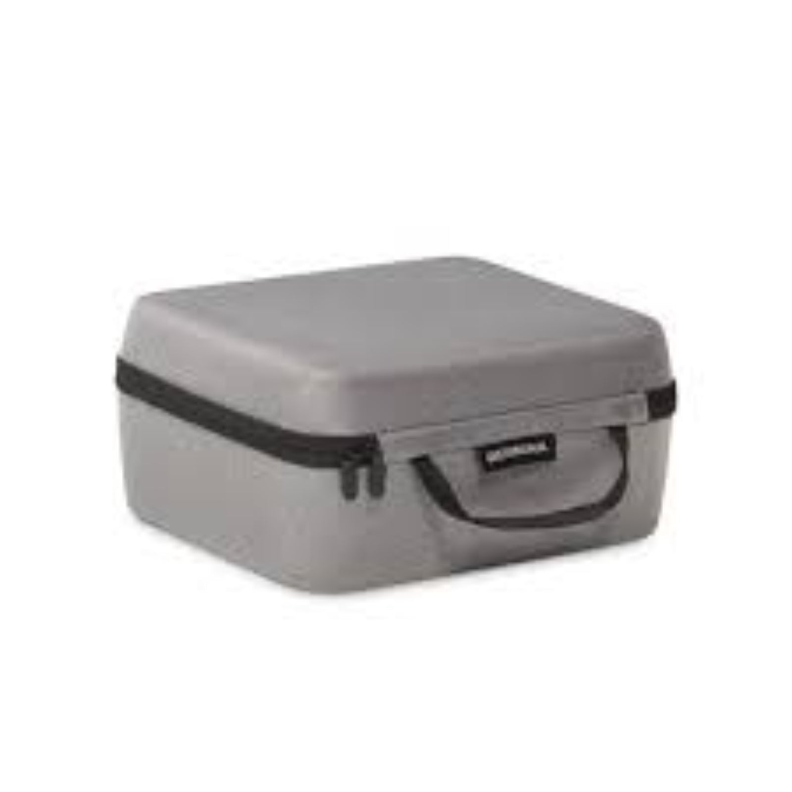 A gray hard-shell protective case with black zipper trim and a carry handle, shown on a plain white background.