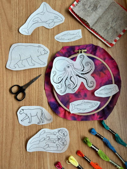 PNW Animal Embroidery Patterns- Stick and Stitch Nature Desi