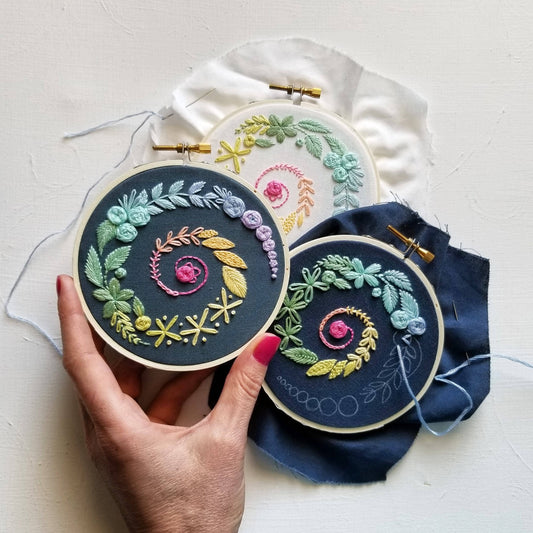Spiral Sampler Beginner Embroidery Kit: White