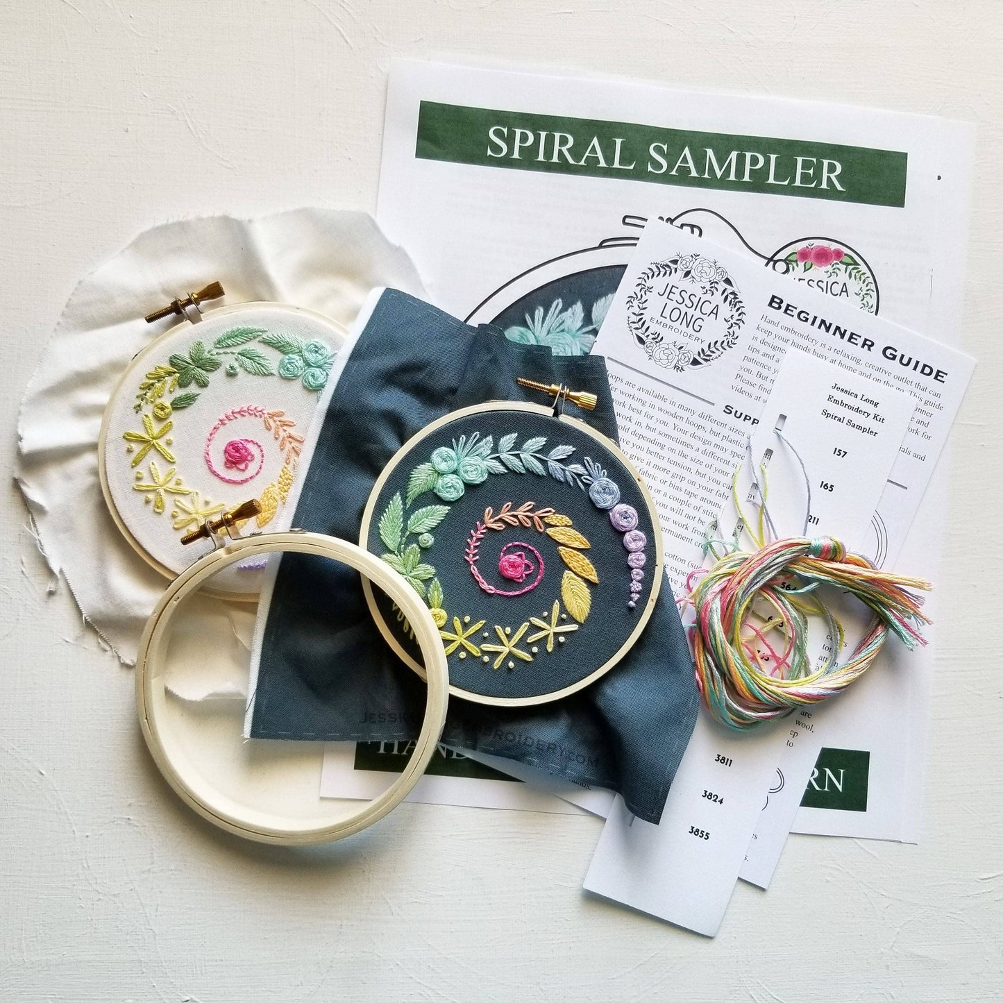 Spiral Sampler Beginner Embroidery Kit: White