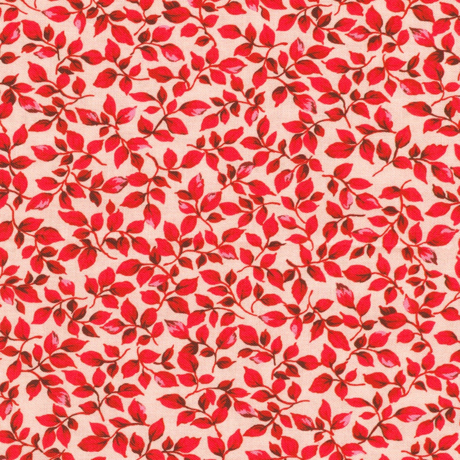 Pattern of red leaves on a light red background