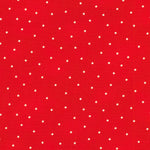 Red fabric with a repeating pattern of small white polka dots.