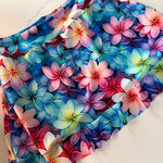 Close‑up of the vibrant floral fabric used for the handmade skort in the Sulky Tee & Skort Workshop.