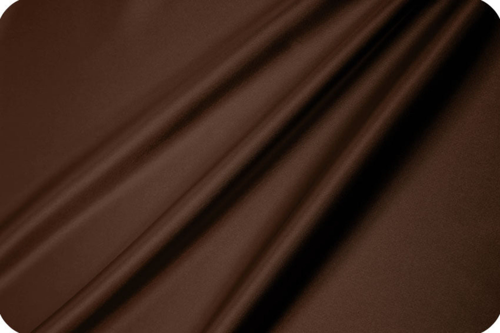 A close-up of draped dark brown fabric with soft folds and a smooth texture.