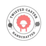 Twisted Caster logo featuring a pink sheep with yarn and knitting needles.