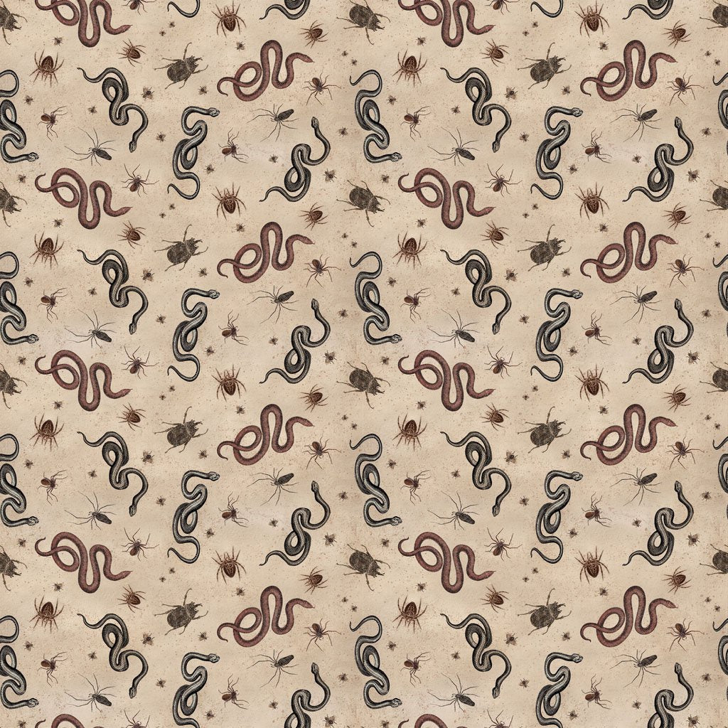Gothic Halloween - Snakes & Bugs - Khaki