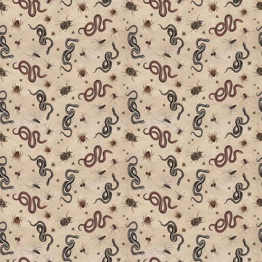 Gothic Halloween - Snakes & Bugs - Khaki